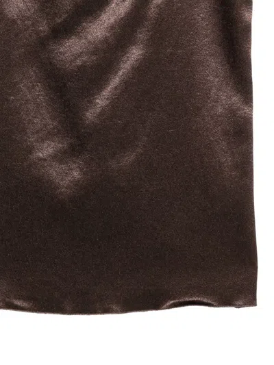 Alysi Brown Solid Scoop Neck Top In Brown