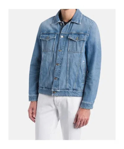 Dondup Medium Blue Wash Denim Jacket With Button-up Front In Blue