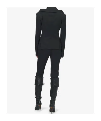 Alexander Mcqueen Mcqueen Off The Shoulder Wool Grain De Poudre Harness Jacket In Animal Print