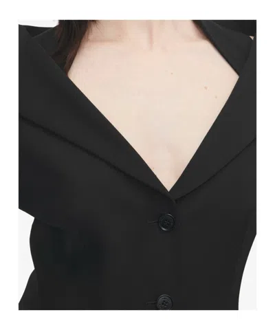 Alexander Mcqueen Mcqueen Off The Shoulder Wool Grain De Poudre Harness Jacket In Animal Print