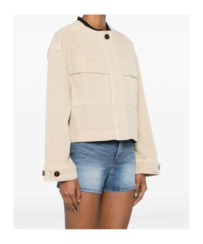 Closed Button-up Flap-pocket Jacket In Pink