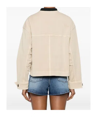 Closed Button-up Flap-pocket Jacket In Pink