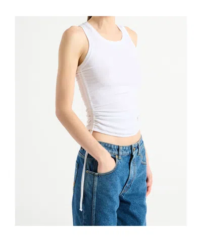 Balmain Stretch-cotton Drawstring Tank Top In White