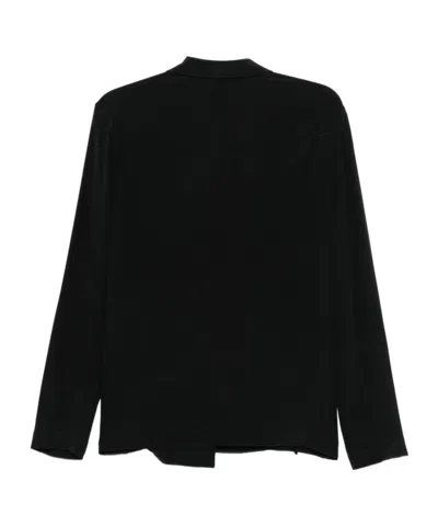 Alysi Silk Blazer Jacket Asymmetric Hem Notched Lapels In Black