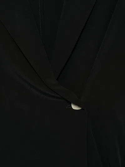 Alysi Silk Blazer Jacket Asymmetric Hem Notched Lapels In Black