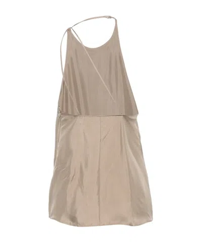 Alysi Grey Solid Halter Neck Top In Brown