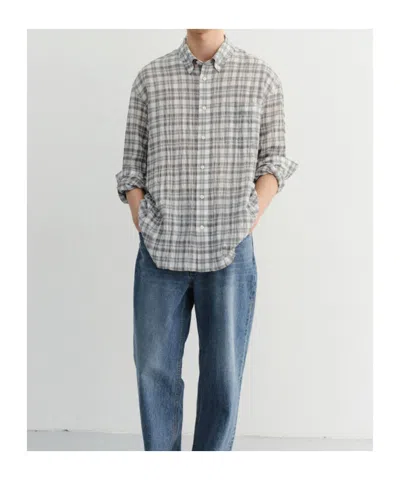 Dunst Check-pattern Long-sleeve Shirt In Blue