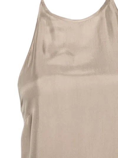 Alysi Grey Solid Halter Neck Top In Brown
