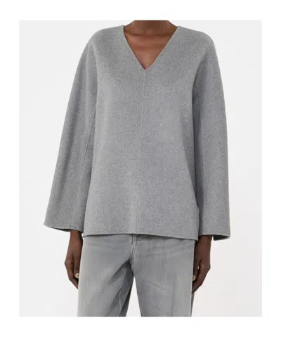 Max Mara Wool Broadcloth Blouse In Blue