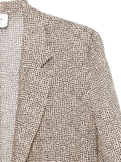 Alysi Single-breasted Blazer Jacket In Brown
