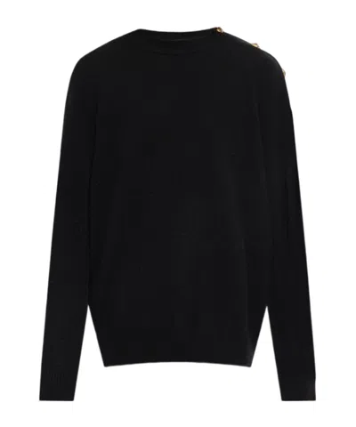 Balmain Button-embellished Shoulder Sweater In Black