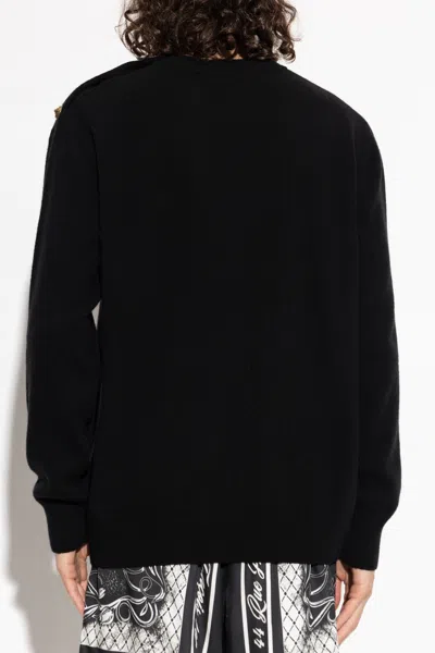 Balmain Button-embellished Shoulder Sweater In Black