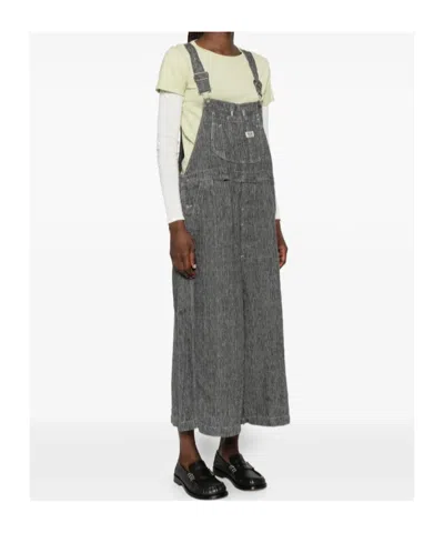 R13 Button Bib Overall In Gray