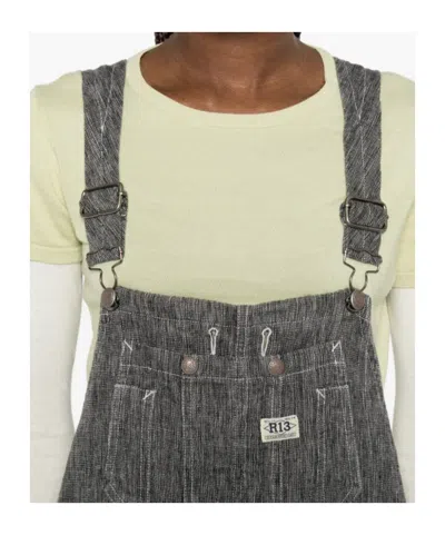 R13 Button Bib Overall In Gray