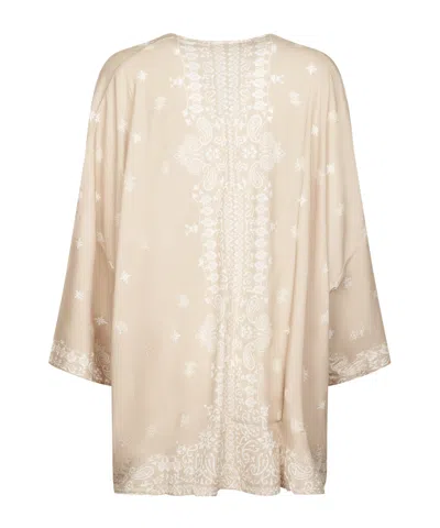 Mc2 Saint Barth Milos Printed Open-front Jacket In Brown