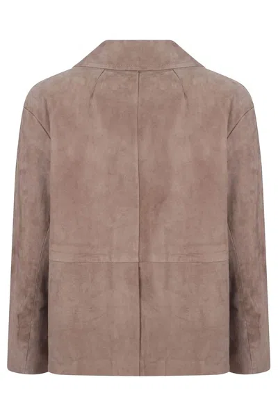 Max Mara Buttoned Jacket In Brown