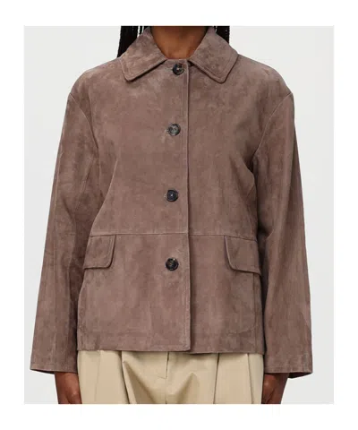 Max Mara Buttoned Jacket In Brown