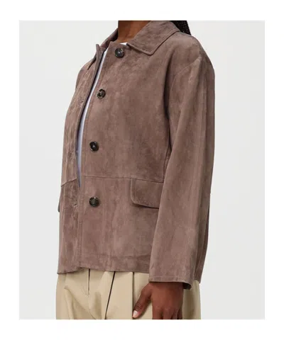 Max Mara Buttoned Jacket In Brown