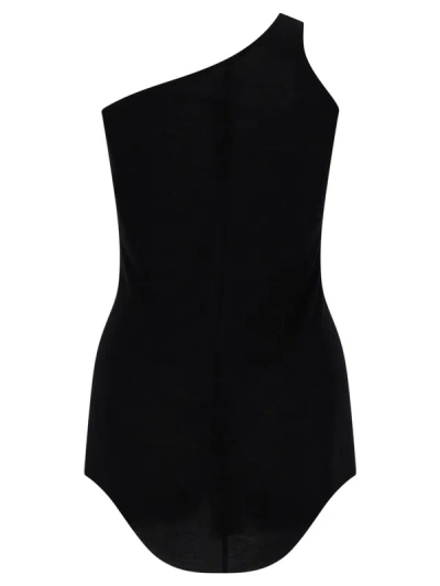 Rick Owens Black Solid One Shoulder Top In Black