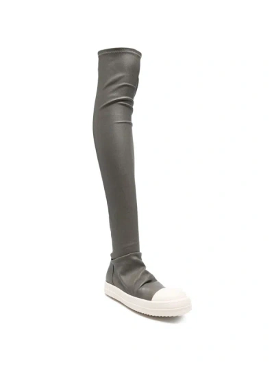 Rick Owens Grey Leather Boots In Gray