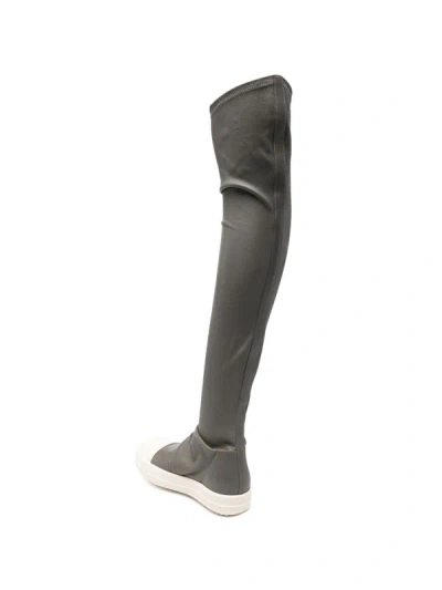 Rick Owens Grey Leather Boots In Gray