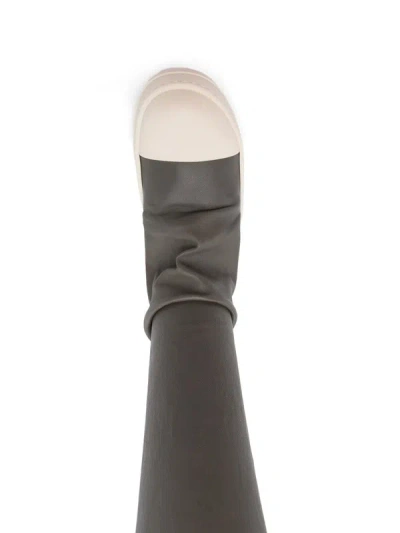 Rick Owens Grey Leather Boots In Gray
