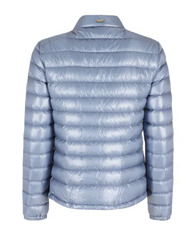Herno Mini Short Quilted Down Jacket With High Collar For Women In Blue