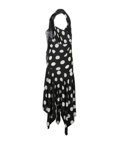 Junya Watanabe Polka Dot Halter Midi Dress Asymmetric Lace In Black