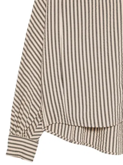 Alysi Beige Regular Stripes Shirt In Brown