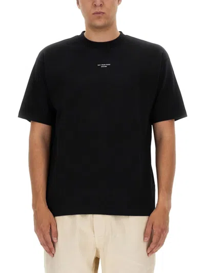 Drôle De Monsieur Black Classic Nfpm T-shirt With Logo Print In Cotton Blend Man In Black