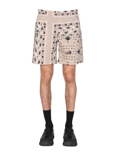 Msgm Paisley Pattern Bermuda Shorts In Brown