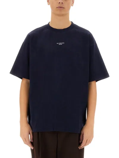 Drôle De Monsieur Black Classic Nfpm T-shirt With Logo Print In Cotton Blend Man In Blue
