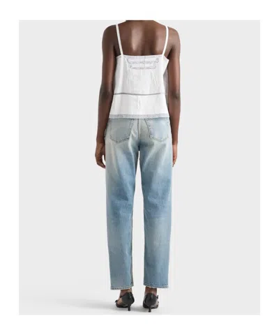 Prada Cold-shoulders Flared Top In White