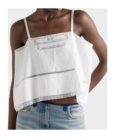 Prada Cold-shoulders Flared Top In White