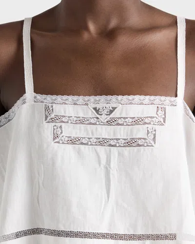 Prada Cold-shoulders Flared Top In White