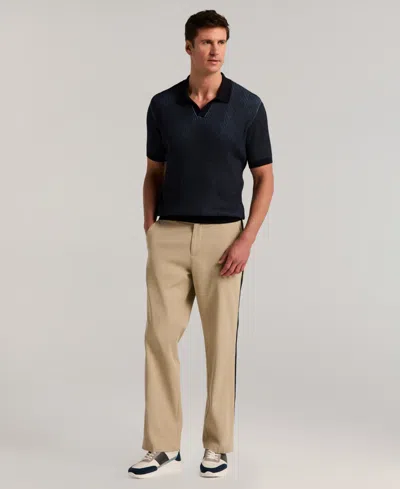 Perry Ellis Men's Cotton Modal Bi-color Open Polo Sweater In Blue