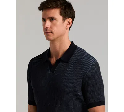 Perry Ellis Men's Cotton Modal Bi-color Open Polo Sweater In Blue