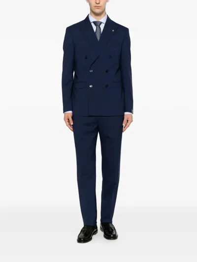 Manuel Ritz Double-breasted Peak-lapel Suit In Multi