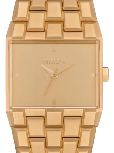 Nixon Ticket Rectangular 34mm Watch In Gold