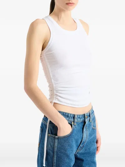 Balmain Stretch-cotton Drawstring Tank Top In White