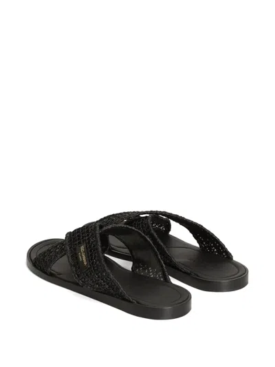Dolce & Gabbana Black Logo Sandals In Multi
