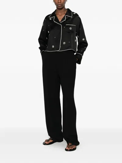 Sandro Bead-embellished Piped Shirt In Black
