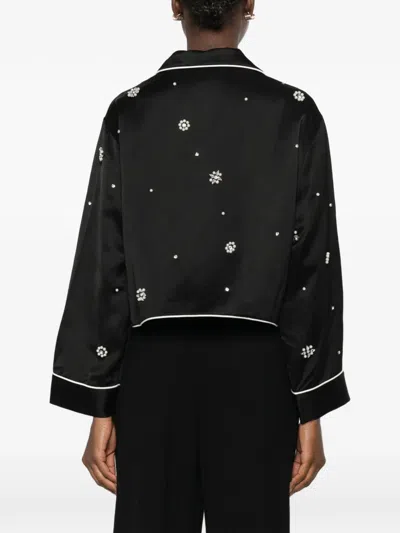 Sandro Bead-embellished Piped Shirt In Black