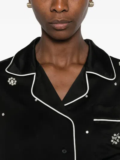 Sandro Bead-embellished Piped Shirt In Black