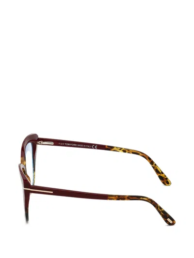 Tom Ford Leopard-pattern Cat-eye Glasses In Brown