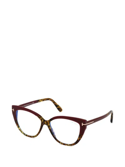 Tom Ford Leopard-pattern Cat-eye Glasses In Brown