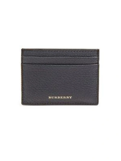 Shop Burberry Sandon Calf Grain Leather Card Case In Storm Blue