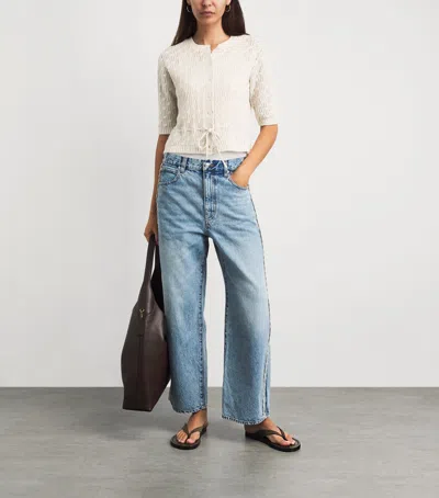 Frame Womens Oatmeal Heather The Clover Cashmere And Wool Cardigan In White