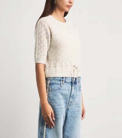 Frame Womens Oatmeal Heather The Clover Cashmere And Wool Cardigan In White