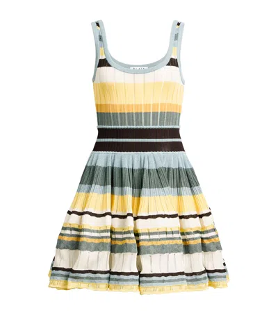 Alaïa Womens Scoop-neck Crinoline Ribbed-knit Mini Dress Multicolor Jaune In Multi